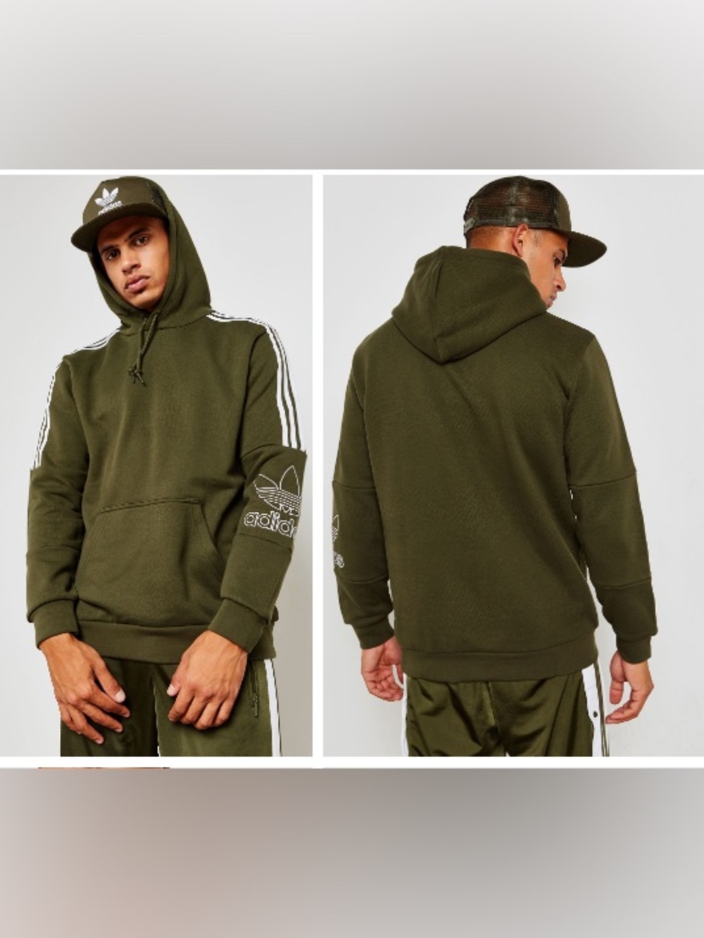 Adidas Men’s Pullover Outline Hoody DH5780 Medium Olive Army Green
